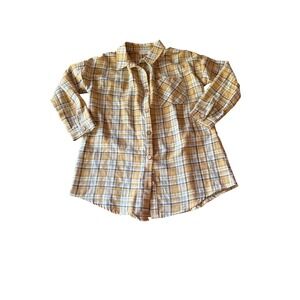 Hayden Girls Button Down Shirt Yellow Plaid GY5996VM Long Sleeve Cotton M